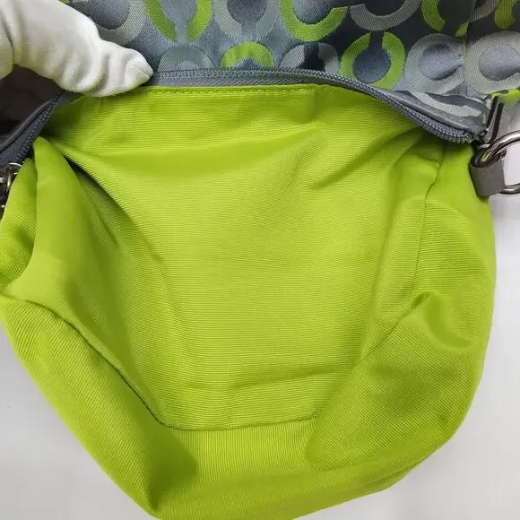 Coach Gray Canvas Leather Trim Zipper Closure Small Hobo Bag - Picture 11 of 12